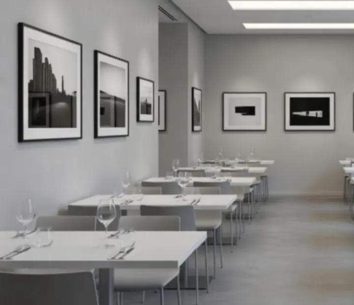 Elegancka, galeryjna przestrzeń restauracji Nocastrelia