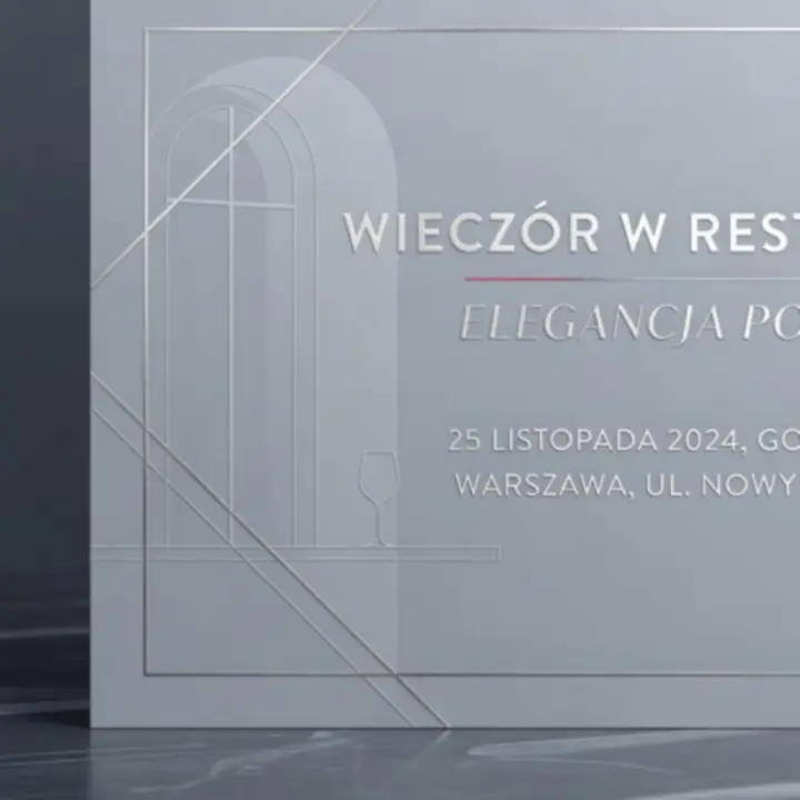 Minimalistyczna karta zaproszenia Nocastrelia na elegancki wieczór tematyczny