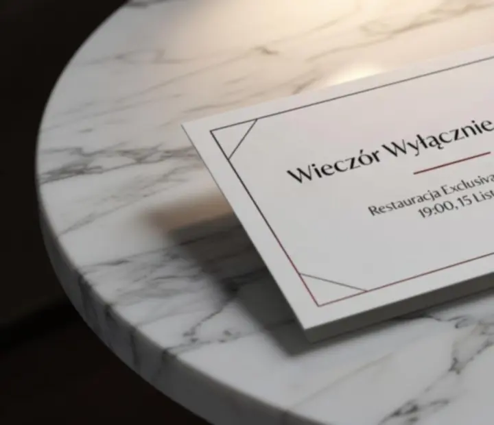 Eleganckie zaproszenie na wieczór restauracyjny w galeryjnym stylu